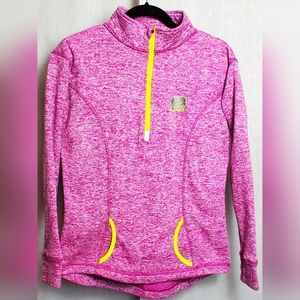 Women's Ivory Ella 1/4 Zip Pullover Pink Neon Trim Size S